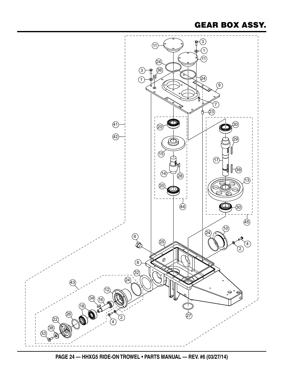 Gear box assy | Multiquip HHXG5 User Manual | Page 24 / 68