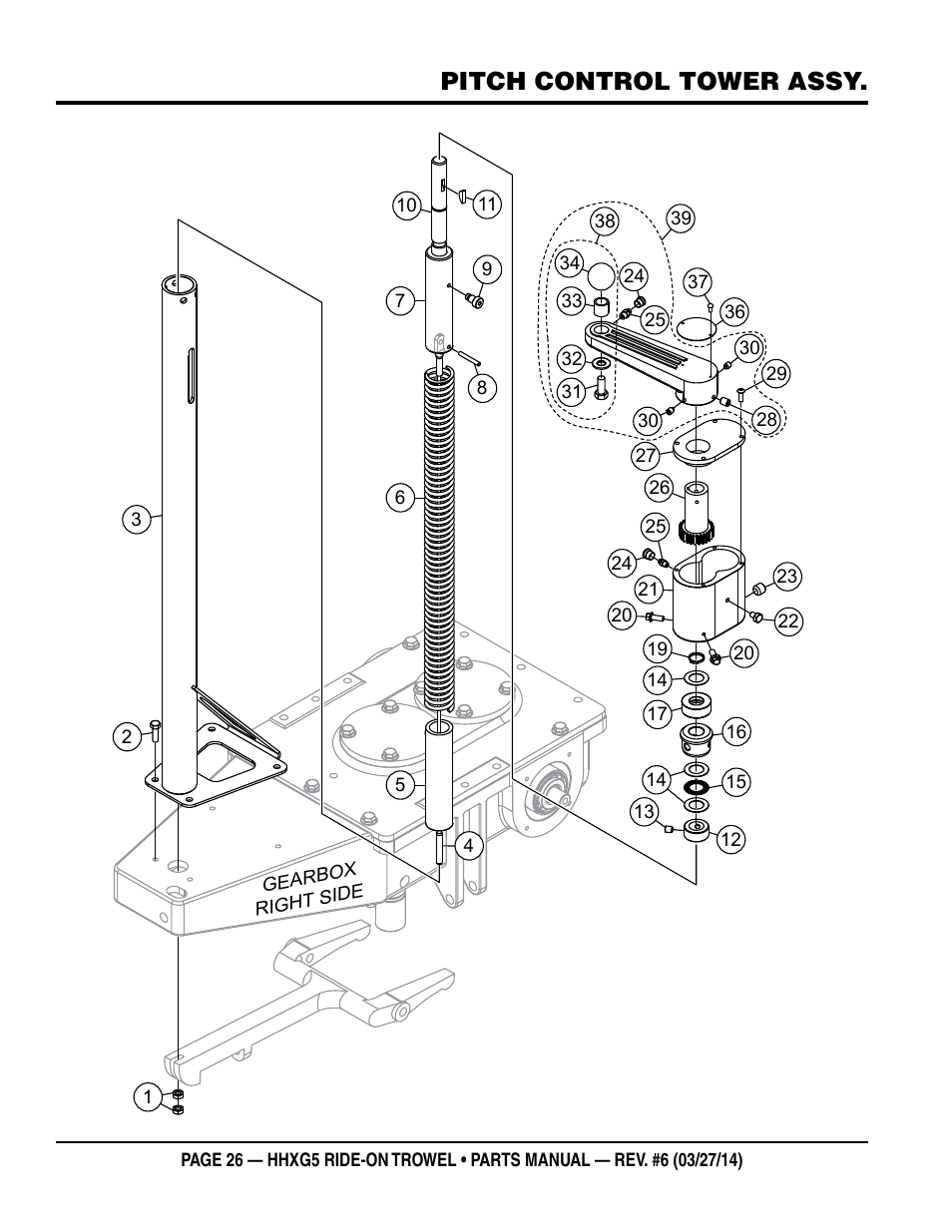 Pitch control tower assy | Multiquip HHXG5 User Manual | Page 26 / 68