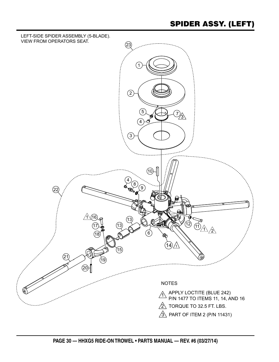 Spider assy. (left) | Multiquip HHXG5 User Manual | Page 30 / 68