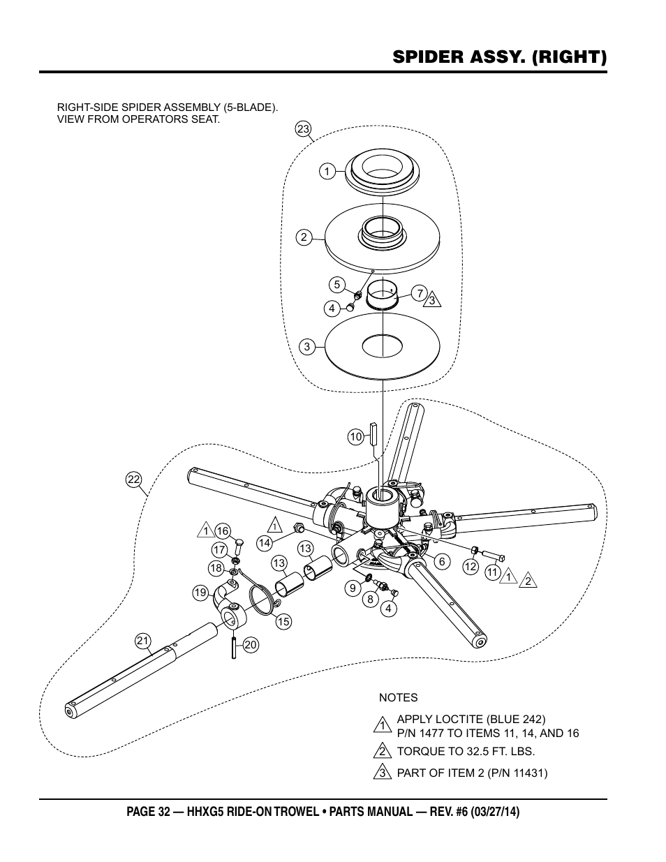 Spider assy. (right) | Multiquip HHXG5 User Manual | Page 32 / 68