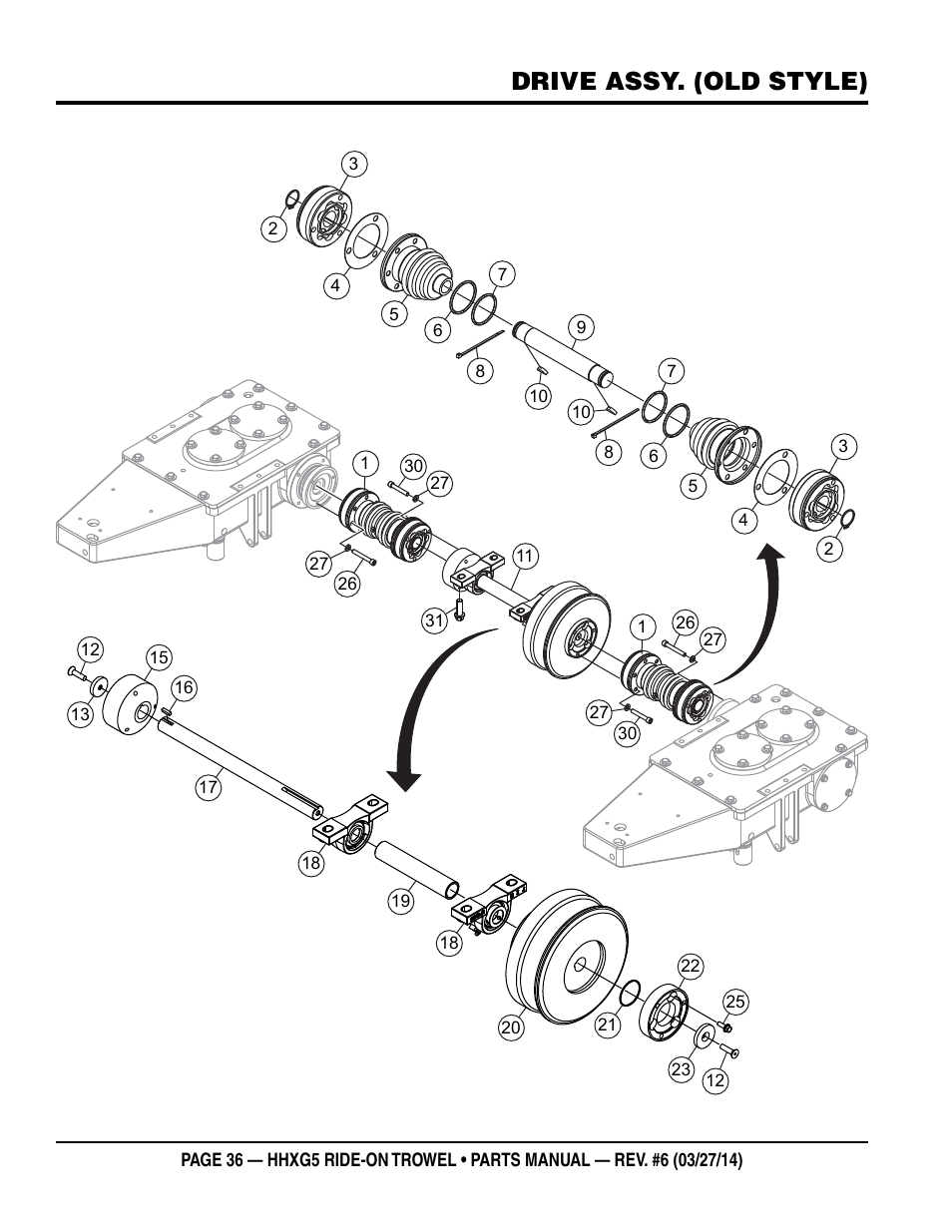 Drive assy. (old style) | Multiquip HHXG5 User Manual | Page 36 / 68