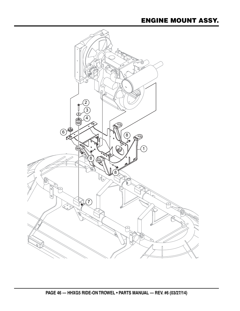 Engine mount assy | Multiquip HHXG5 User Manual | Page 46 / 68