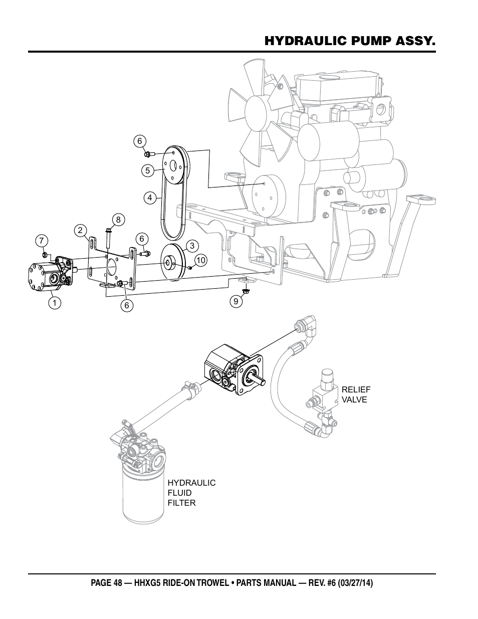 Hydraulic pump assy | Multiquip HHXG5 User Manual | Page 48 / 68
