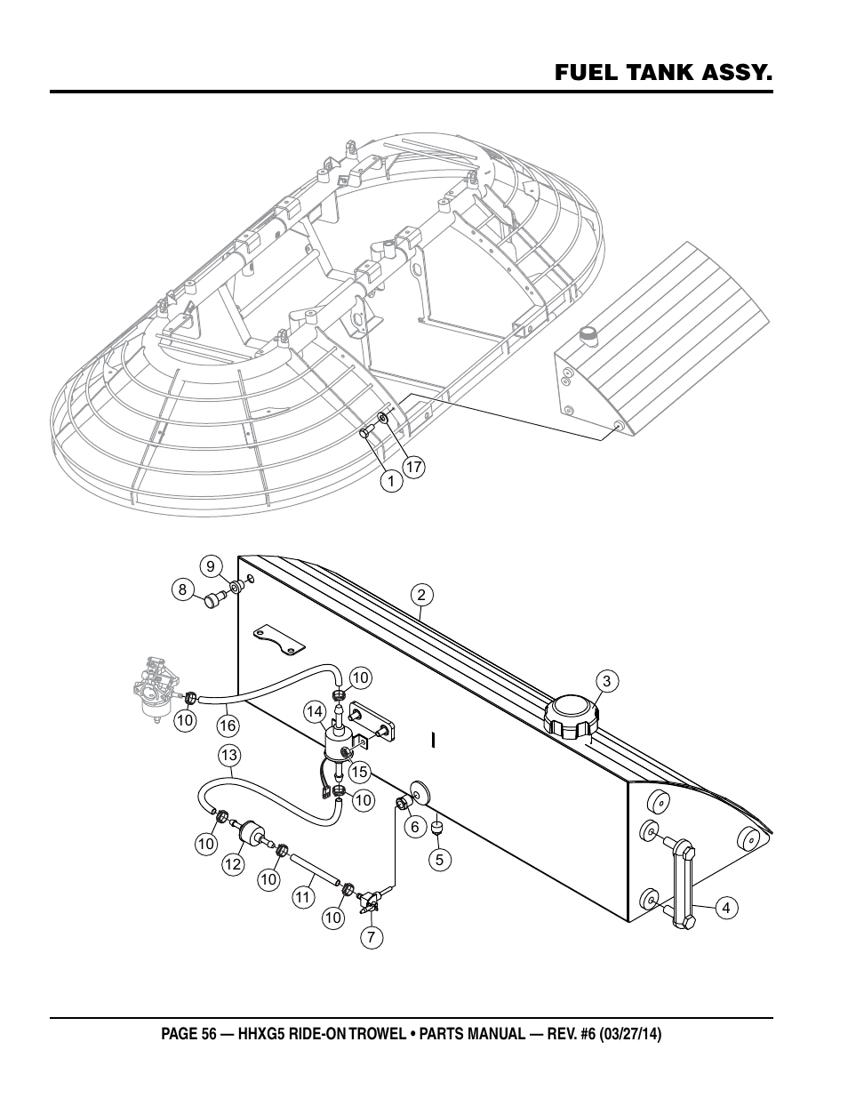 Fuel tank assy | Multiquip HHXG5 User Manual | Page 56 / 68