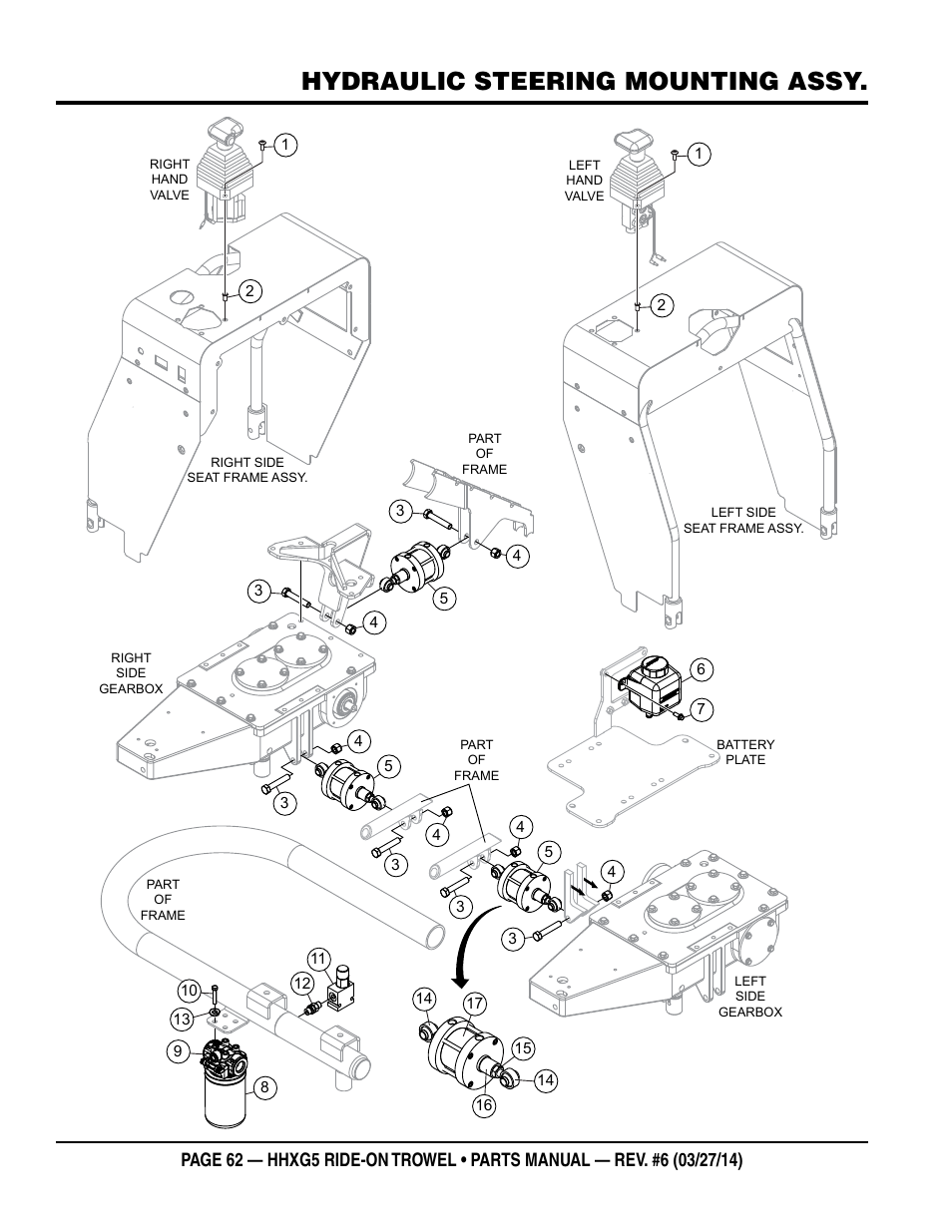 Hydraulic steering mounting assy | Multiquip HHXG5 User Manual | Page 62 / 68
