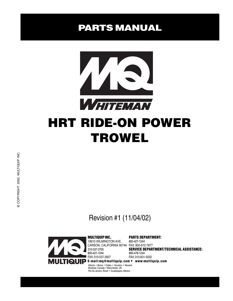 Multiquip HRT User Manual | 57 pages