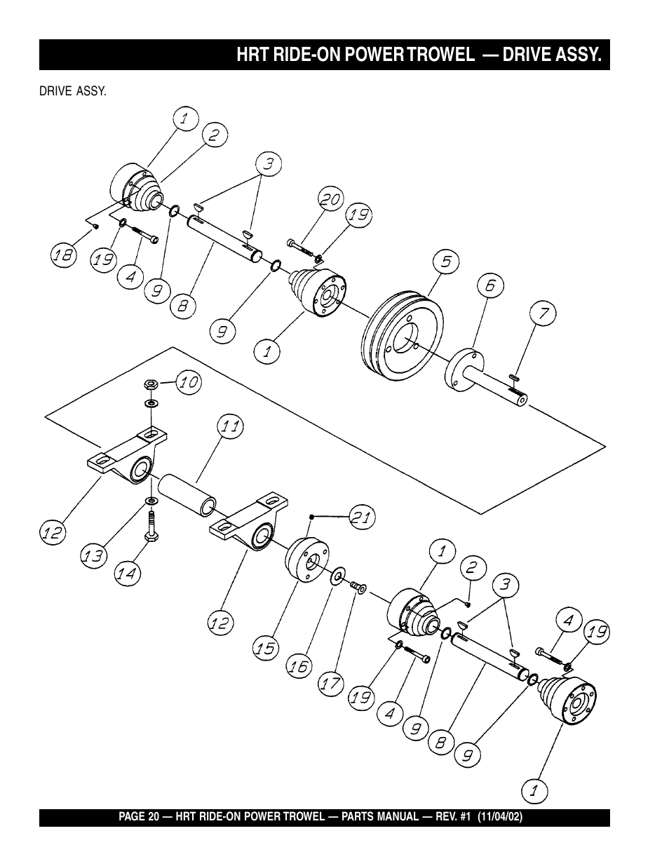 Hrt ride-on power trowel — drive assy | Multiquip HRT User Manual | Page 20 / 57