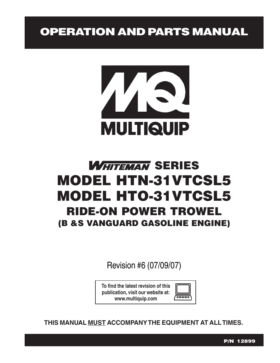 Multiquip HTO_31V User Manual | 102 pages