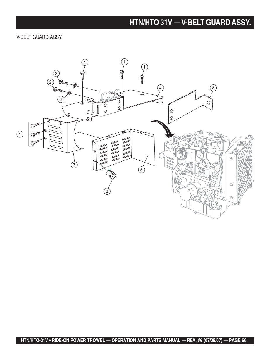 Htn/hto 31v — v-belt guard assy | Multiquip HTO_31V User Manual | Page 66 / 102