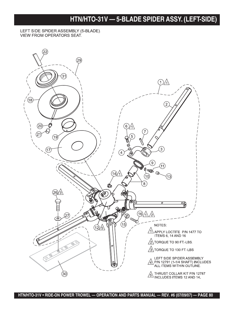 Htn/hto-31v — 5-blade spider assy. (left-side) | Multiquip HTO_31V User Manual | Page 80 / 102
