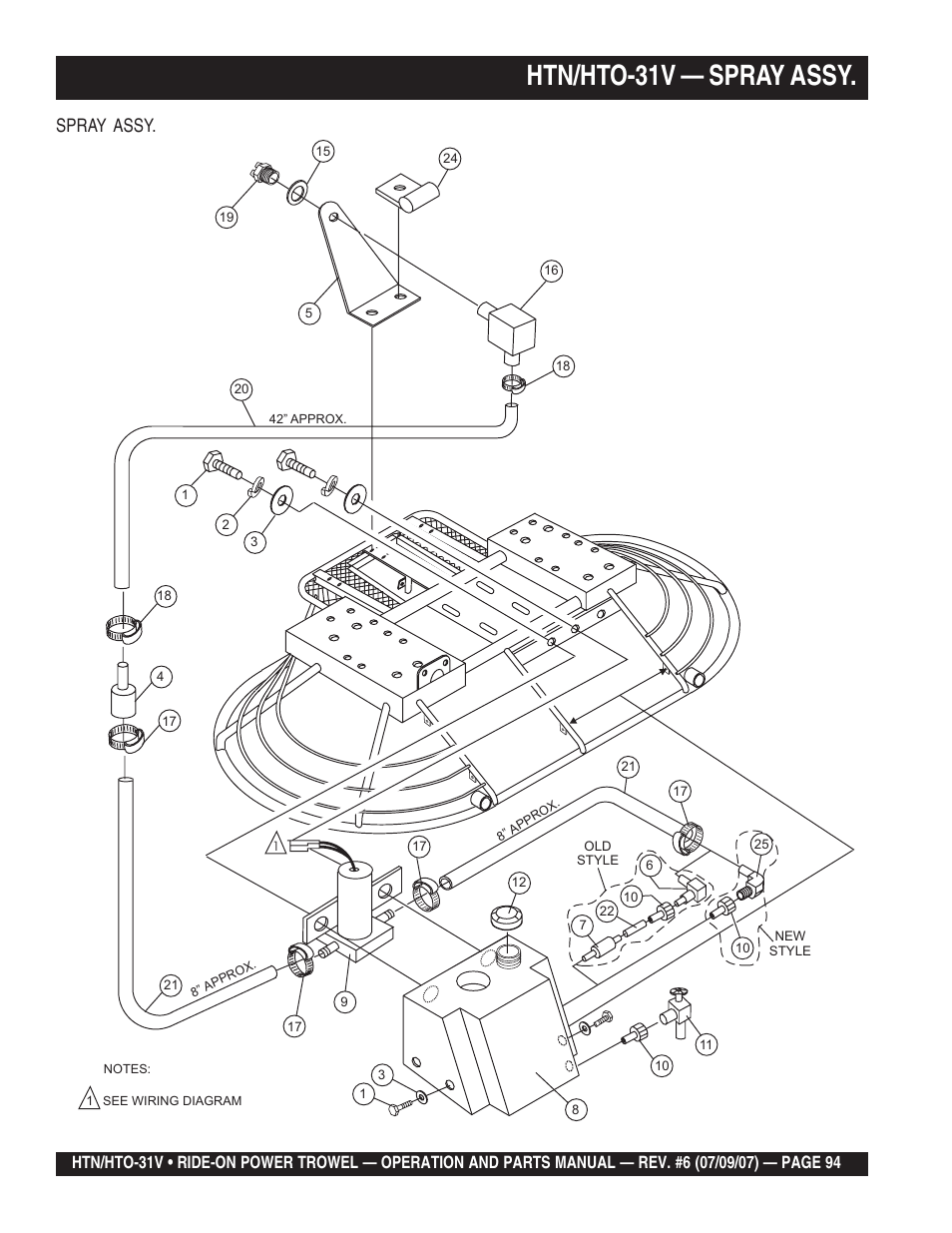 Htn/hto-31v — spray assy, Spray assy | Multiquip HTO_31V User Manual | Page 94 / 102