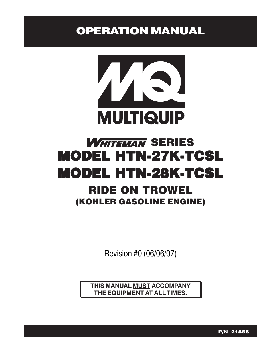 Multiquip HTN27K_28K User Manual | 46 pages