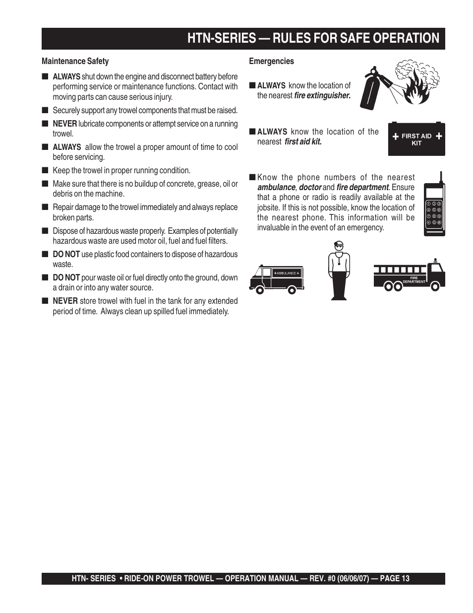Htn-series — rules for safe operation | Multiquip HTN27K_28K User Manual | Page 13 / 46