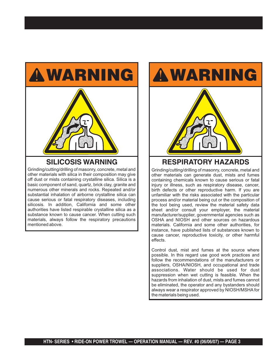 Warning | Multiquip HTN27K_28K User Manual | Page 3 / 46