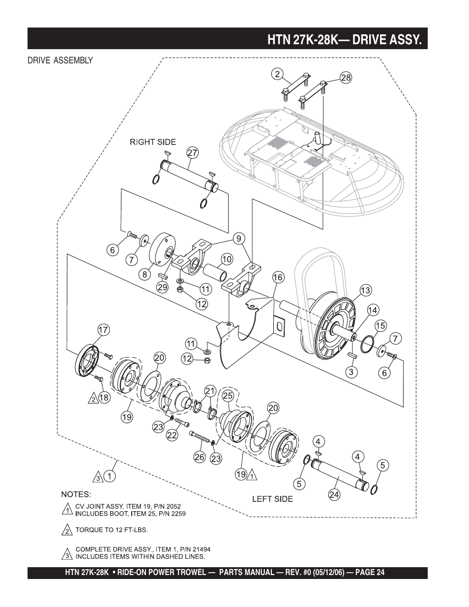 Htn 27k-28k— drive assy | Multiquip HTN27K_28K User Manual | Page 24 / 66
