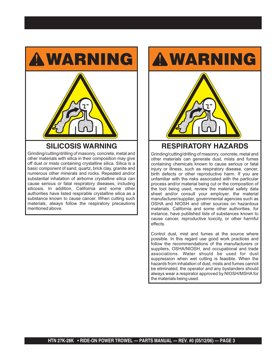 Warning | Multiquip HTN27K_28K User Manual | Page 3 / 66