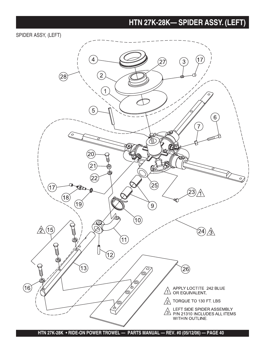 Htn 27k-28k— spider assy. (left) | Multiquip HTN27K_28K User Manual | Page 40 / 66