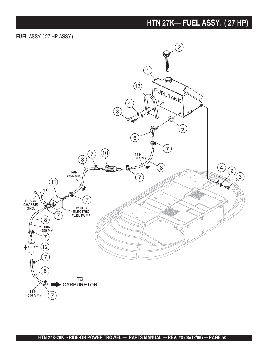 Htn 27k— fuel assy. ( 27 hp) | Multiquip HTN27K_28K User Manual | Page 50 / 66