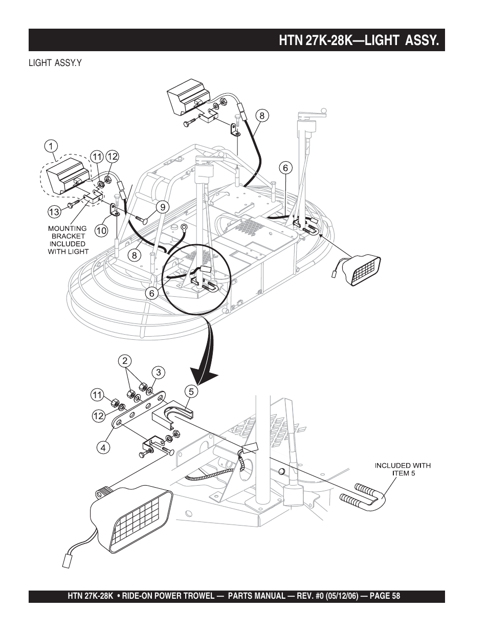 Htn 27k-28k—light assy | Multiquip HTN27K_28K User Manual | Page 58 / 66