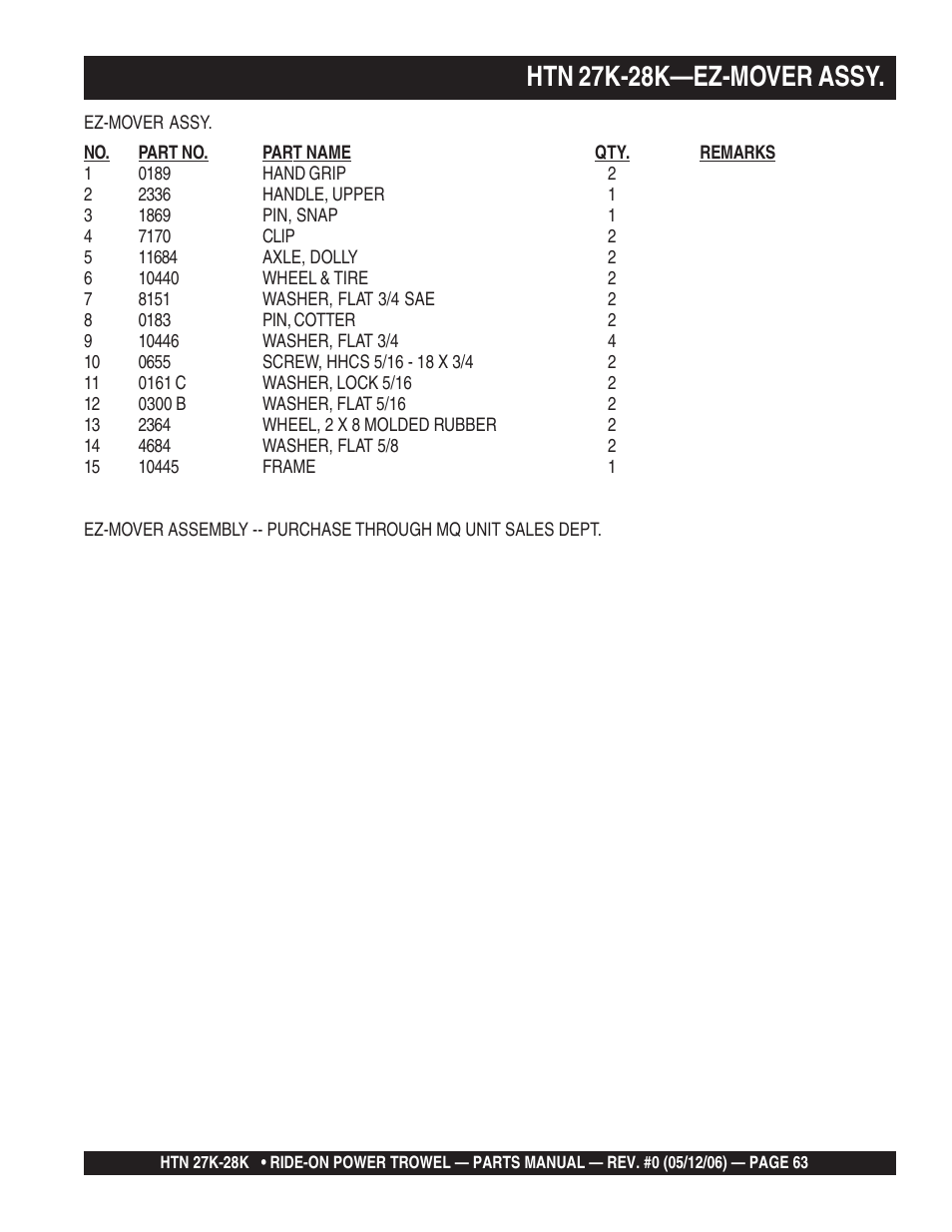 Htn 27k-28k—ez-mover assy | Multiquip HTN27K_28K User Manual | Page 63 / 66