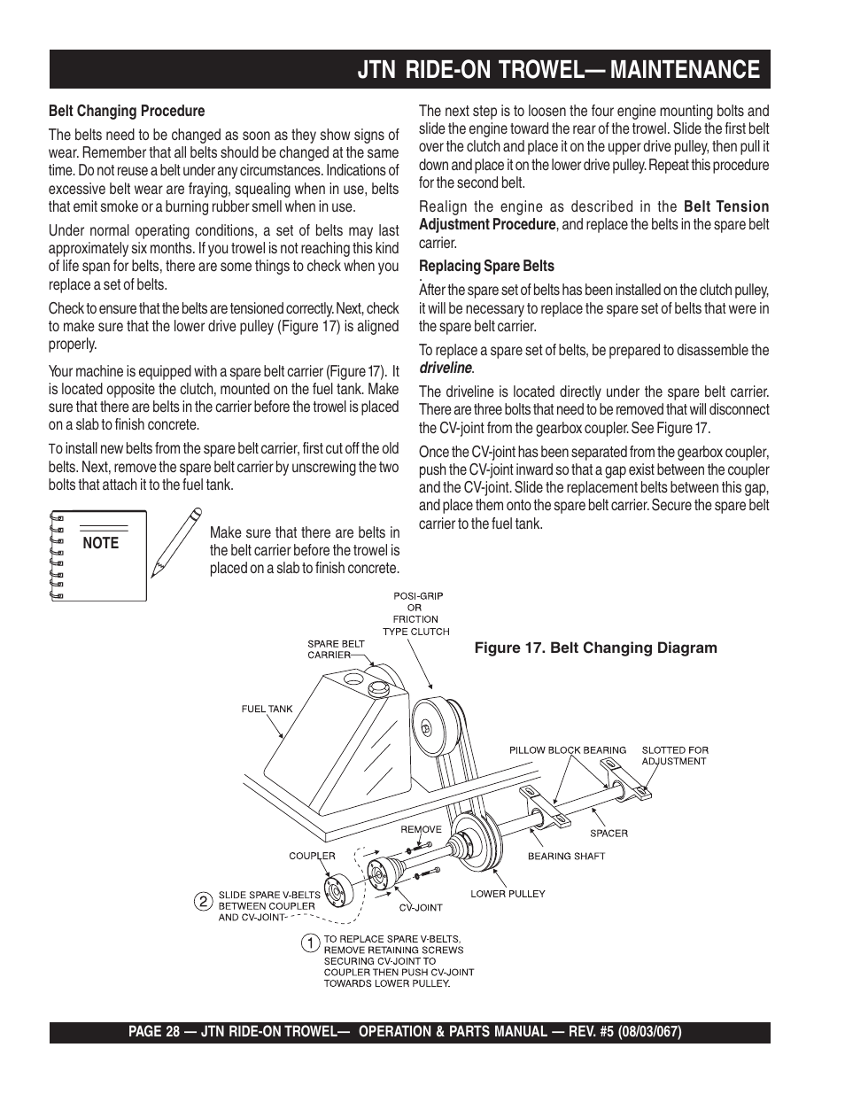 Jtn ride-on trowel— maintenance | Multiquip JTN User Manual | Page 28 / 116