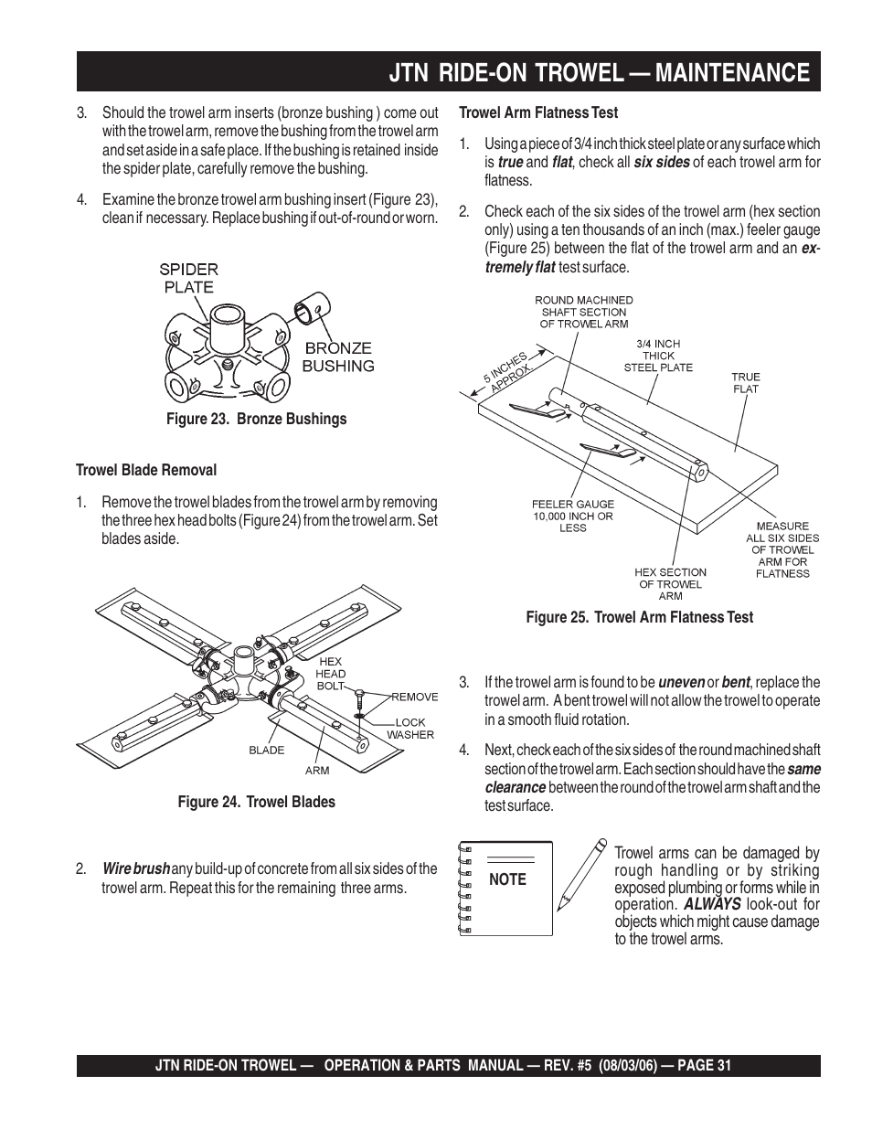 Jtn ride-on trowel — maintenance | Multiquip JTN User Manual | Page 31 / 116
