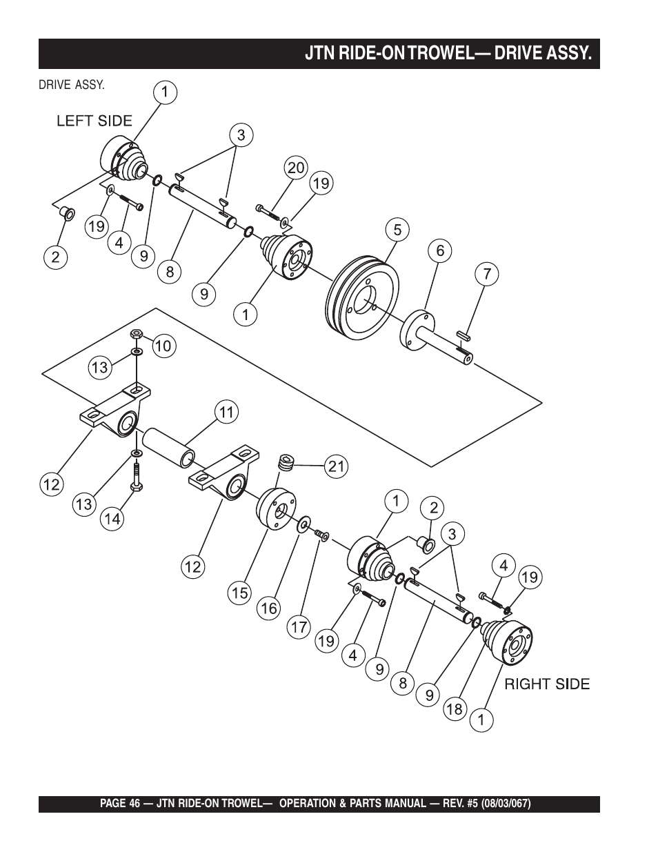 Jtn ride-on trowel— drive assy | Multiquip JTN User Manual | Page 46 / 116