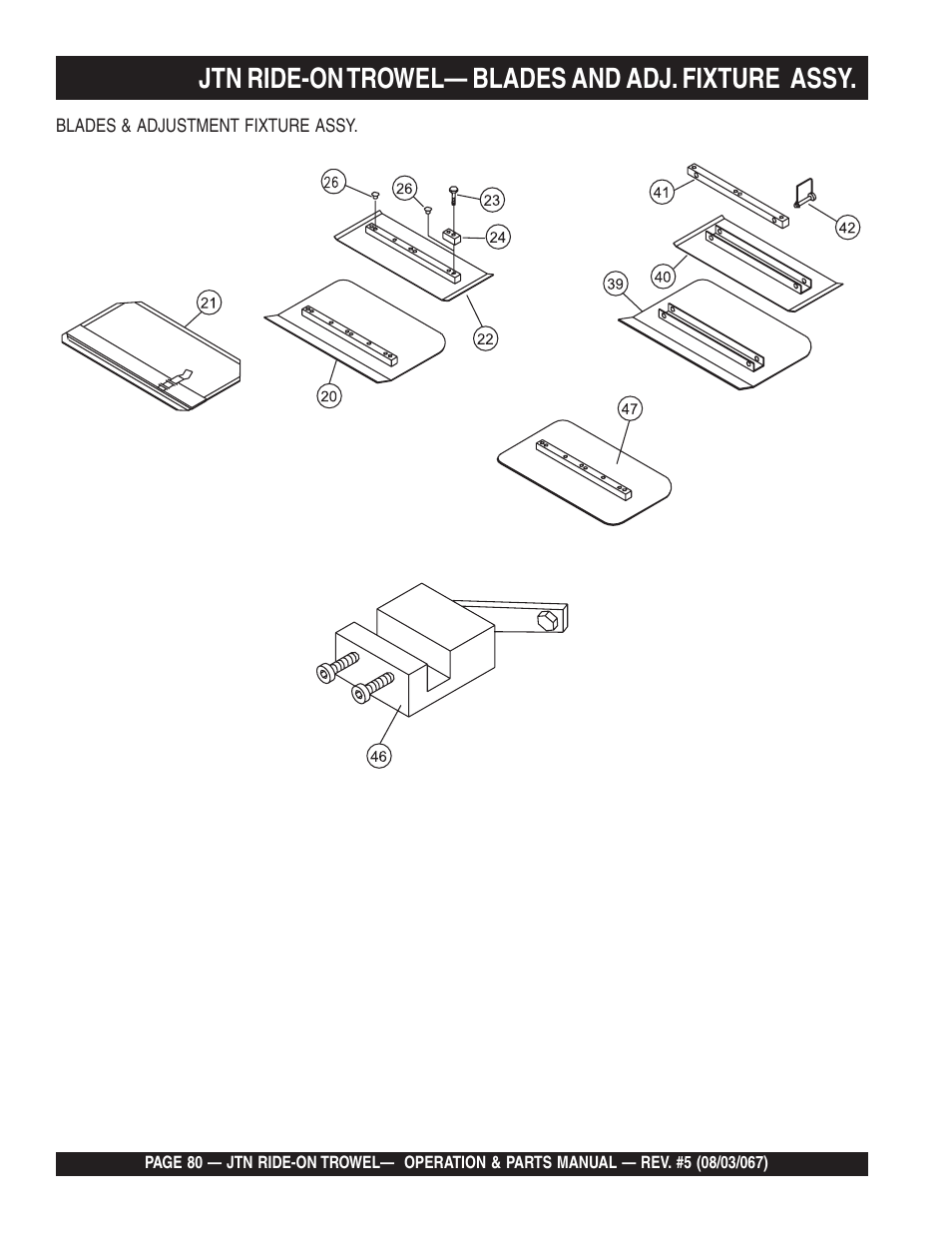 Jtn ride-on trowel— blades and adj. fixture assy | Multiquip JTN User Manual | Page 80 / 116