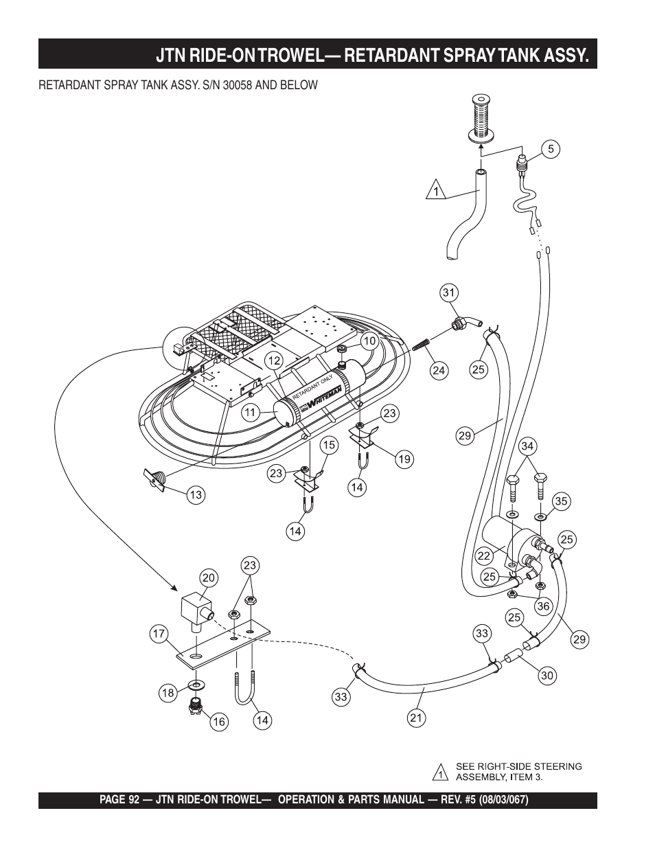 Jtn ride-on trowel— retardant spray tank assy | Multiquip JTN User Manual | Page 92 / 116