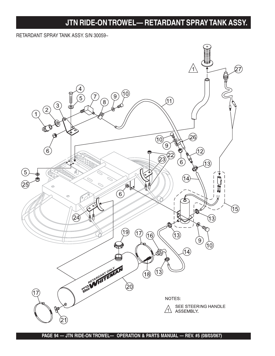 Jtn ride-on trowel— retardant spray tank assy | Multiquip JTN User Manual | Page 94 / 116