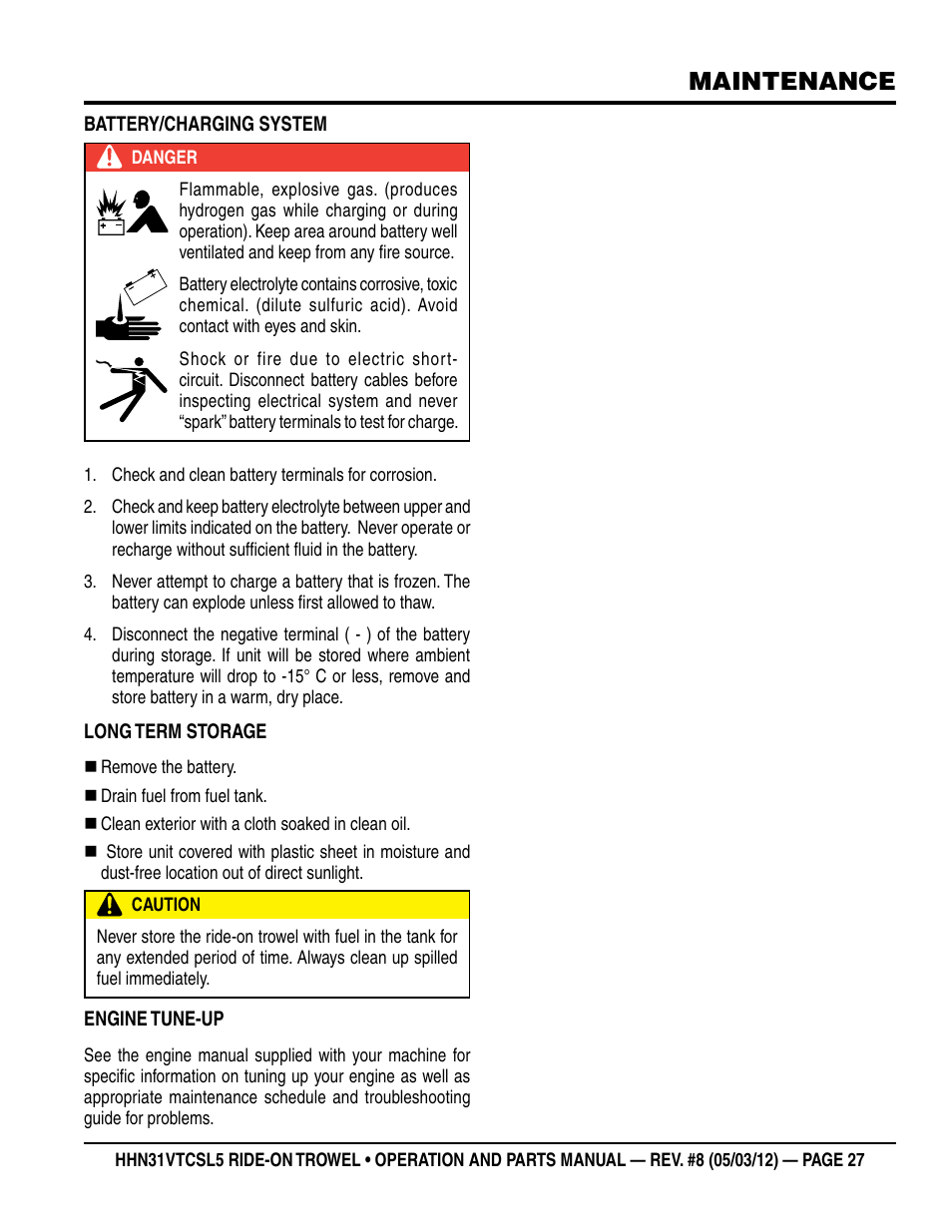 Maintenance | Multiquip HHN31VTCSL5 User Manual | Page 27 / 112
