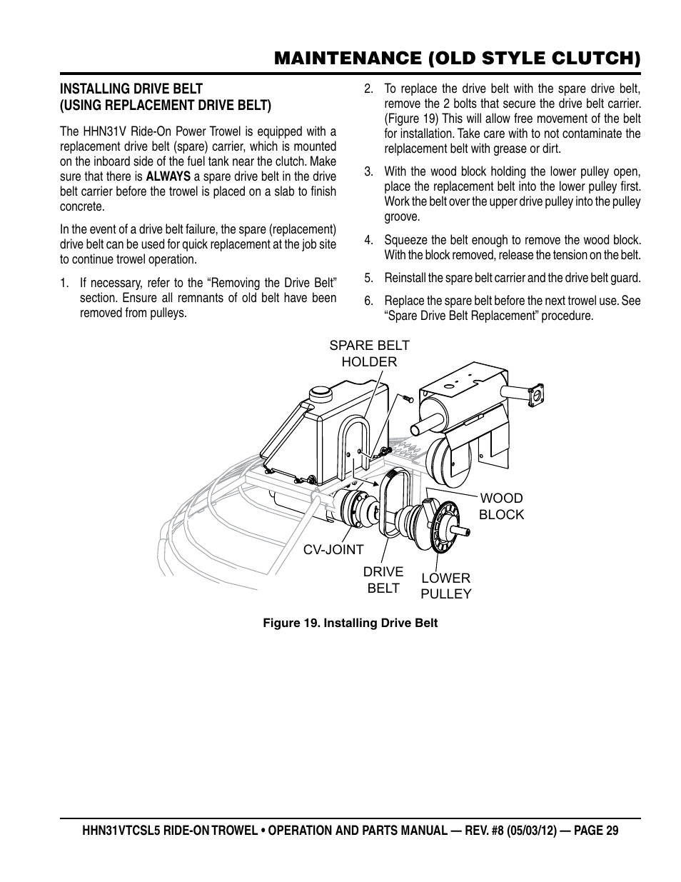 Maintenance (old style clutch) | Multiquip HHN31VTCSL5 User Manual | Page 29 / 112