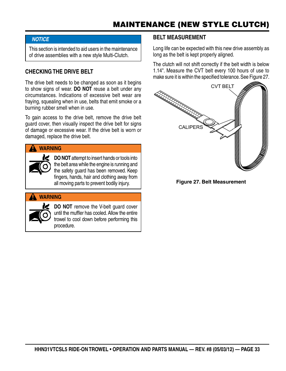 Maintenance (new style clutch) | Multiquip HHN31VTCSL5 User Manual | Page 33 / 112
