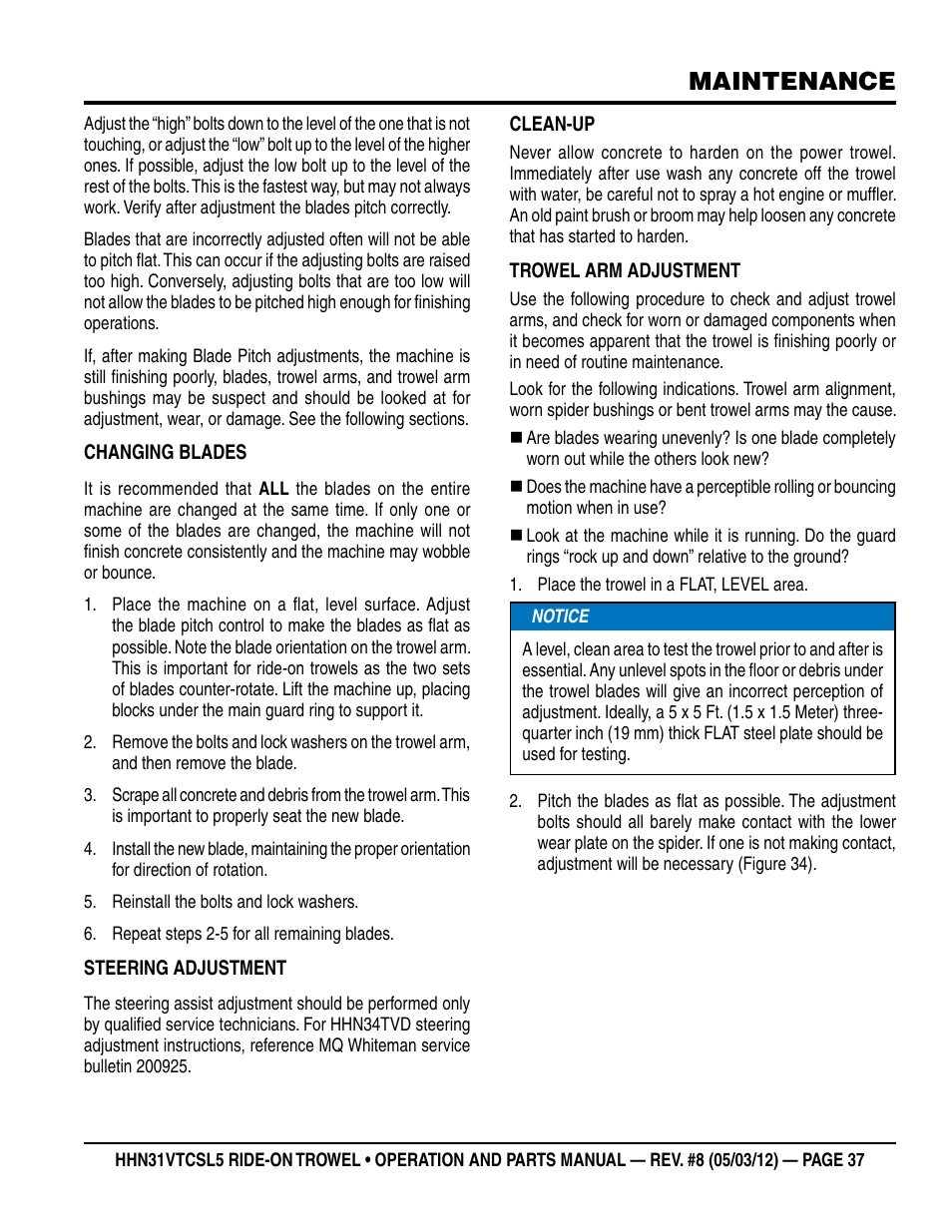 Maintenance | Multiquip HHN31VTCSL5 User Manual | Page 37 / 112