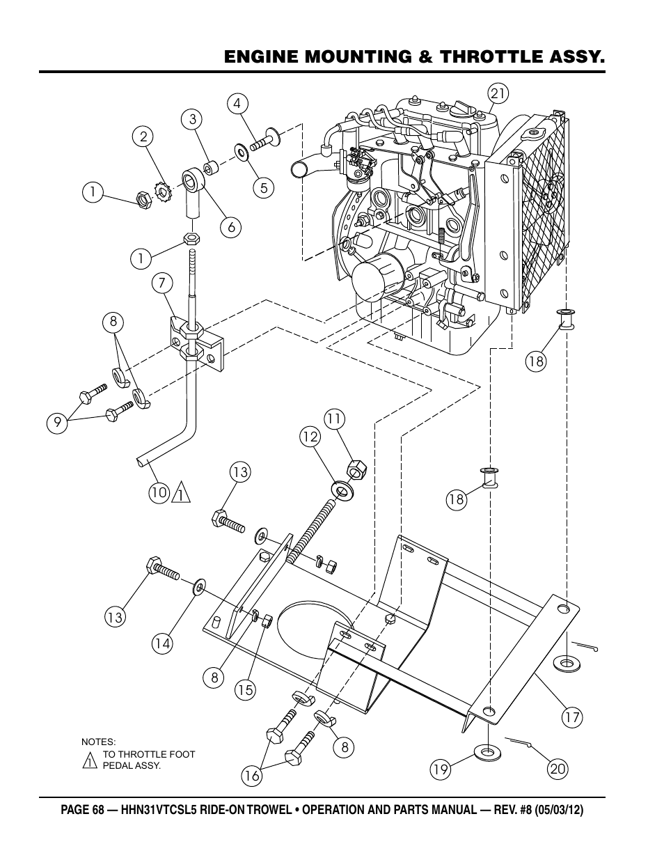 Engine mounting & throttle assy | Multiquip HHN31VTCSL5 User Manual | Page 68 / 112