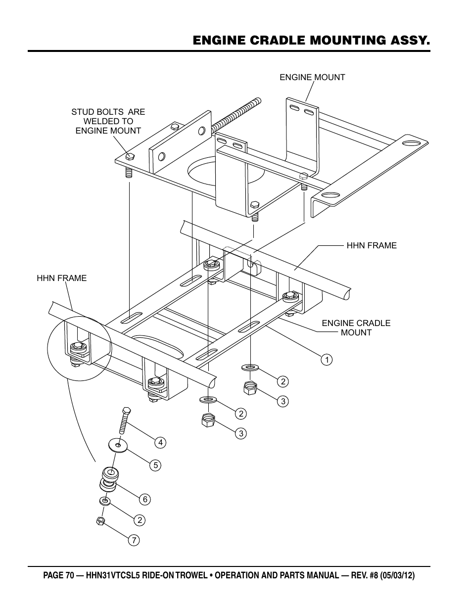 Engine cradle mounting assy | Multiquip HHN31VTCSL5 User Manual | Page 70 / 112