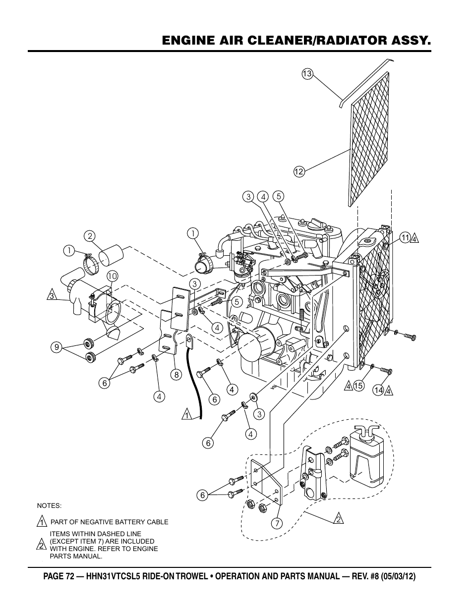 Engine air cleaner/radiator assy | Multiquip HHN31VTCSL5 User Manual | Page 72 / 112