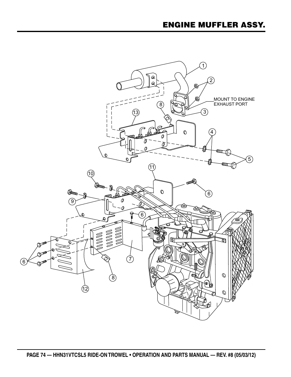 Engine muffler assy | Multiquip HHN31VTCSL5 User Manual | Page 74 / 112