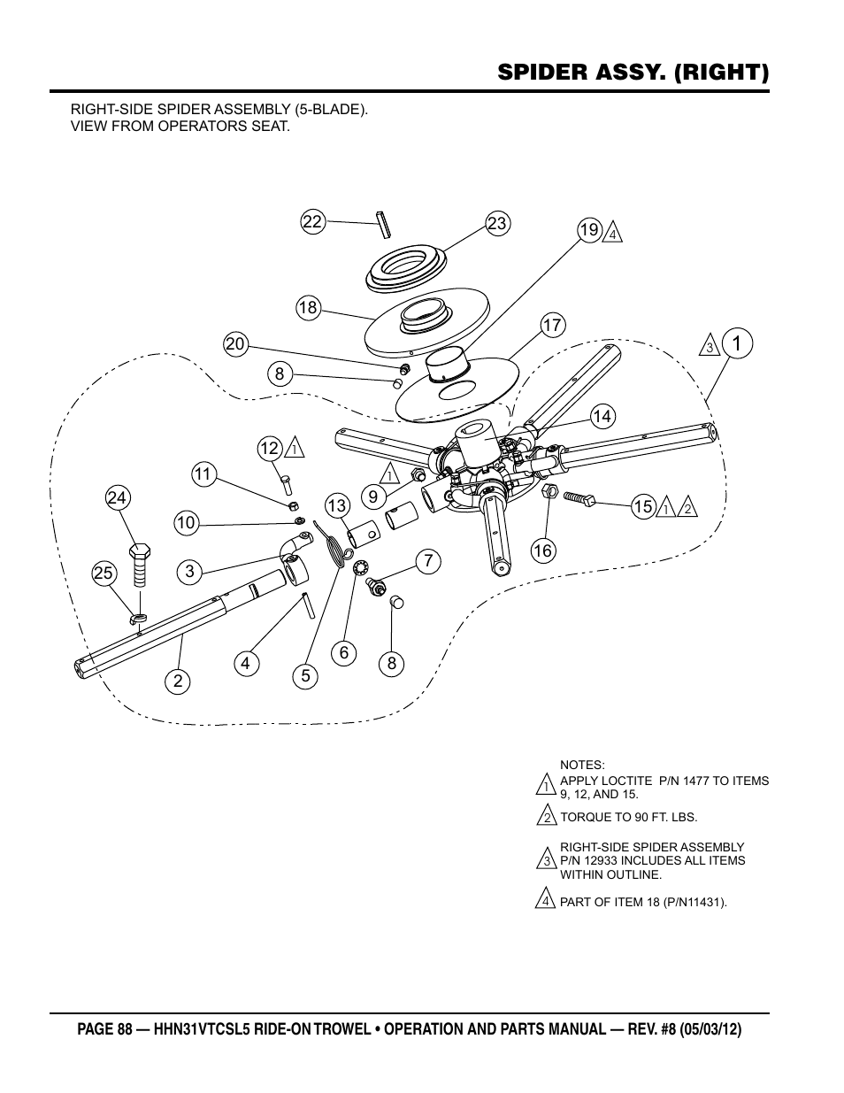 Spider assy. (right) | Multiquip HHN31VTCSL5 User Manual | Page 88 / 112