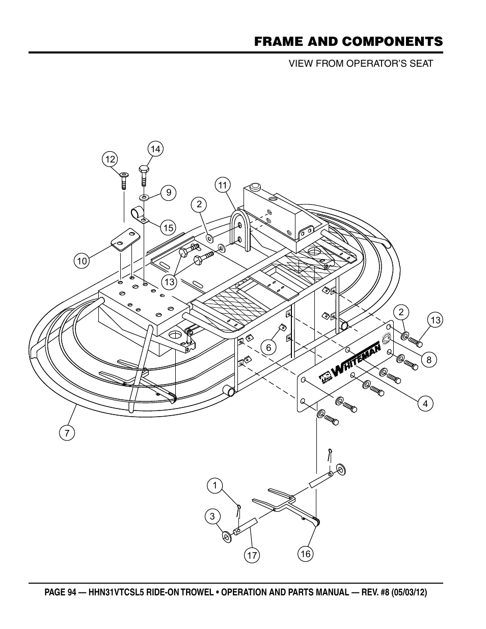Frame and components, View from operator’s seat 16 | Multiquip HHN31VTCSL5 User Manual | Page 94 / 112