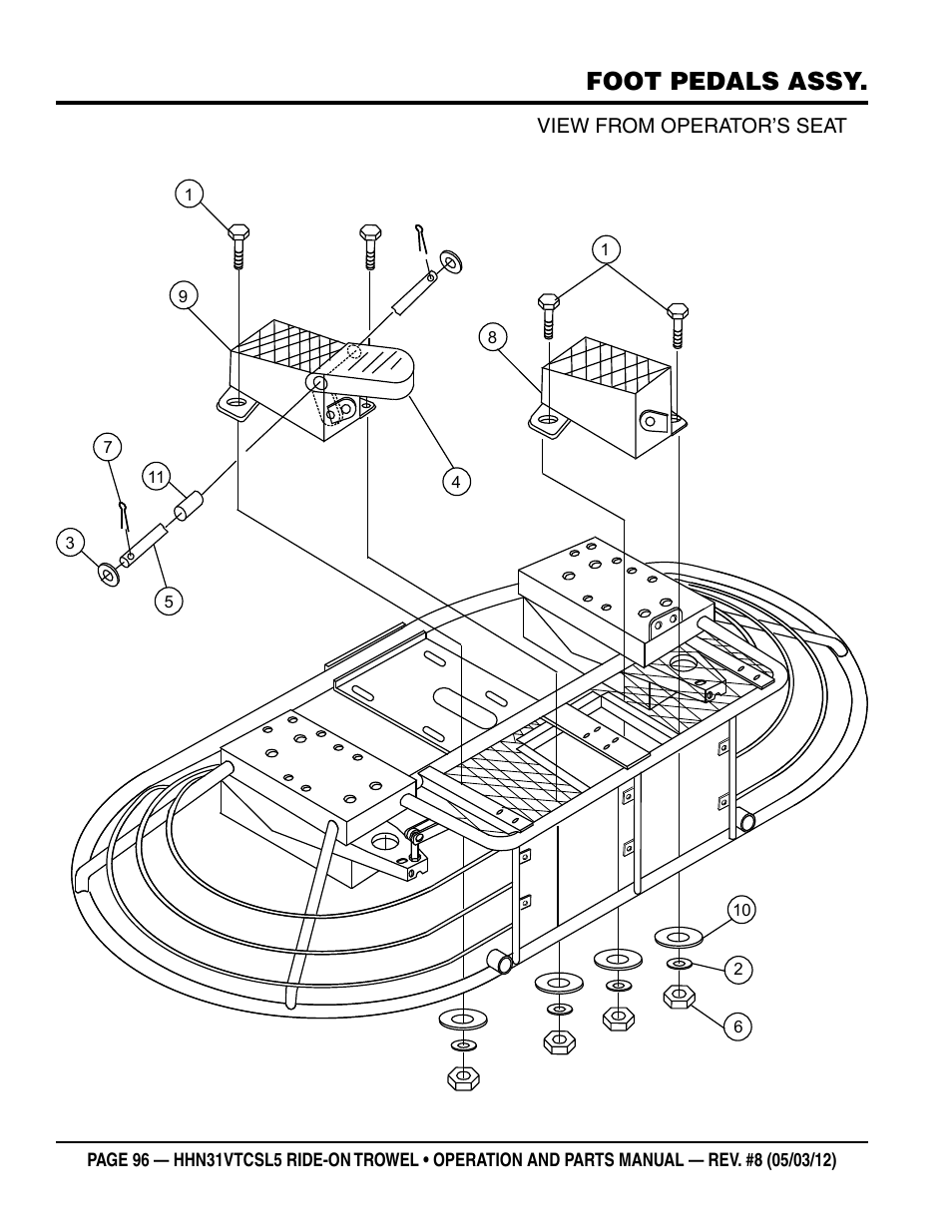 Foot pedals assy | Multiquip HHN31VTCSL5 User Manual | Page 96 / 112