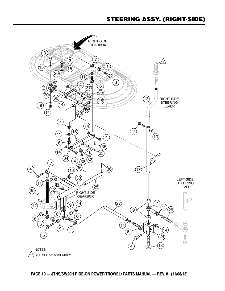 Steering assy. (right-side) | Multiquip JTNSW20HTCS User Manual | Page 10 / 62