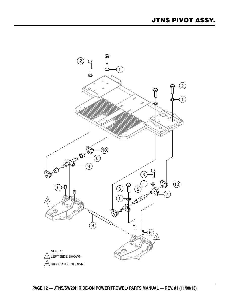 Jtns pivot assy | Multiquip JTNSW20HTCS User Manual | Page 12 / 62