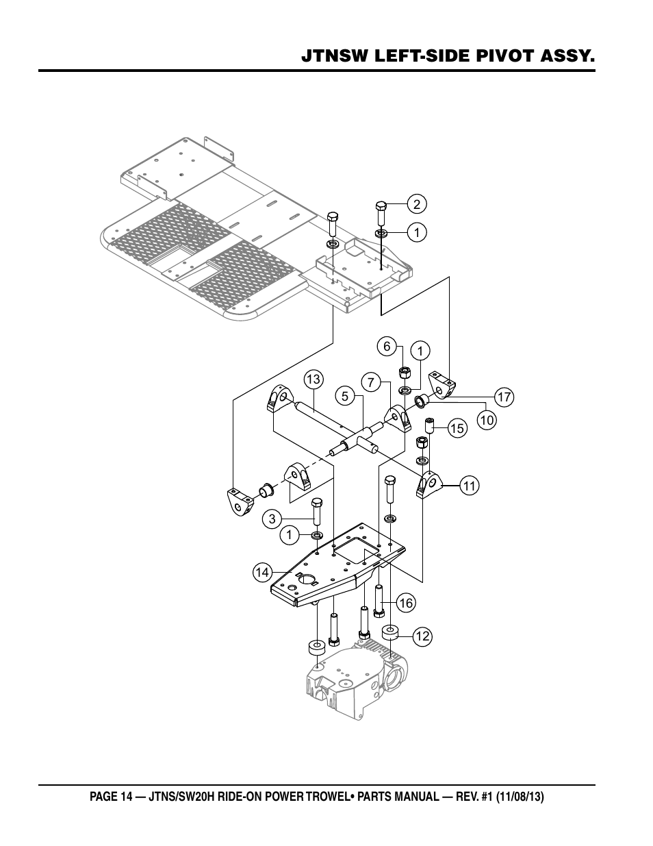 Jtnsw left-side pivot assy | Multiquip JTNSW20HTCS User Manual | Page 14 / 62