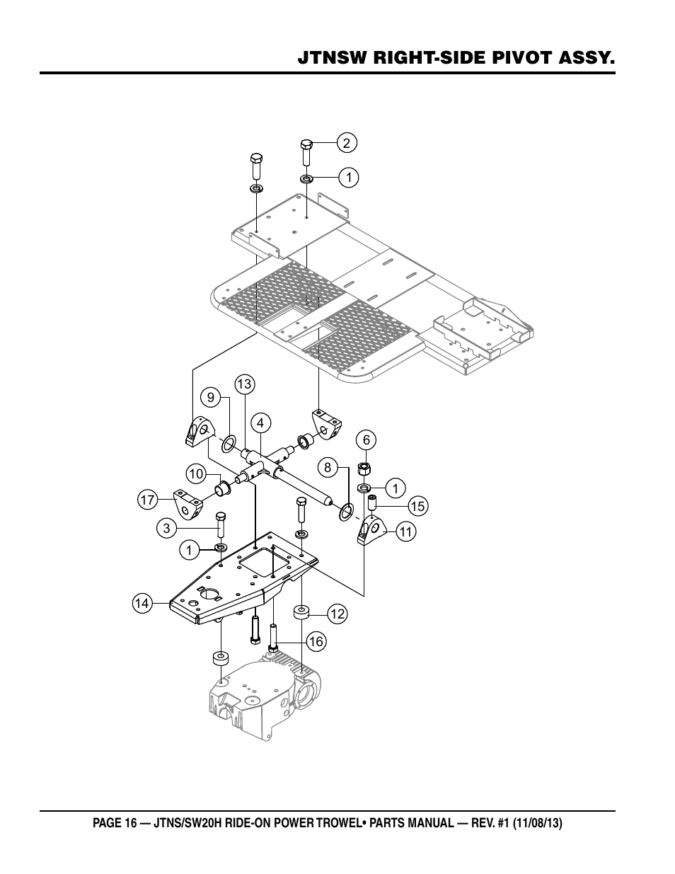 Jtnsw right-side pivot assy | Multiquip JTNSW20HTCS User Manual | Page 16 / 62