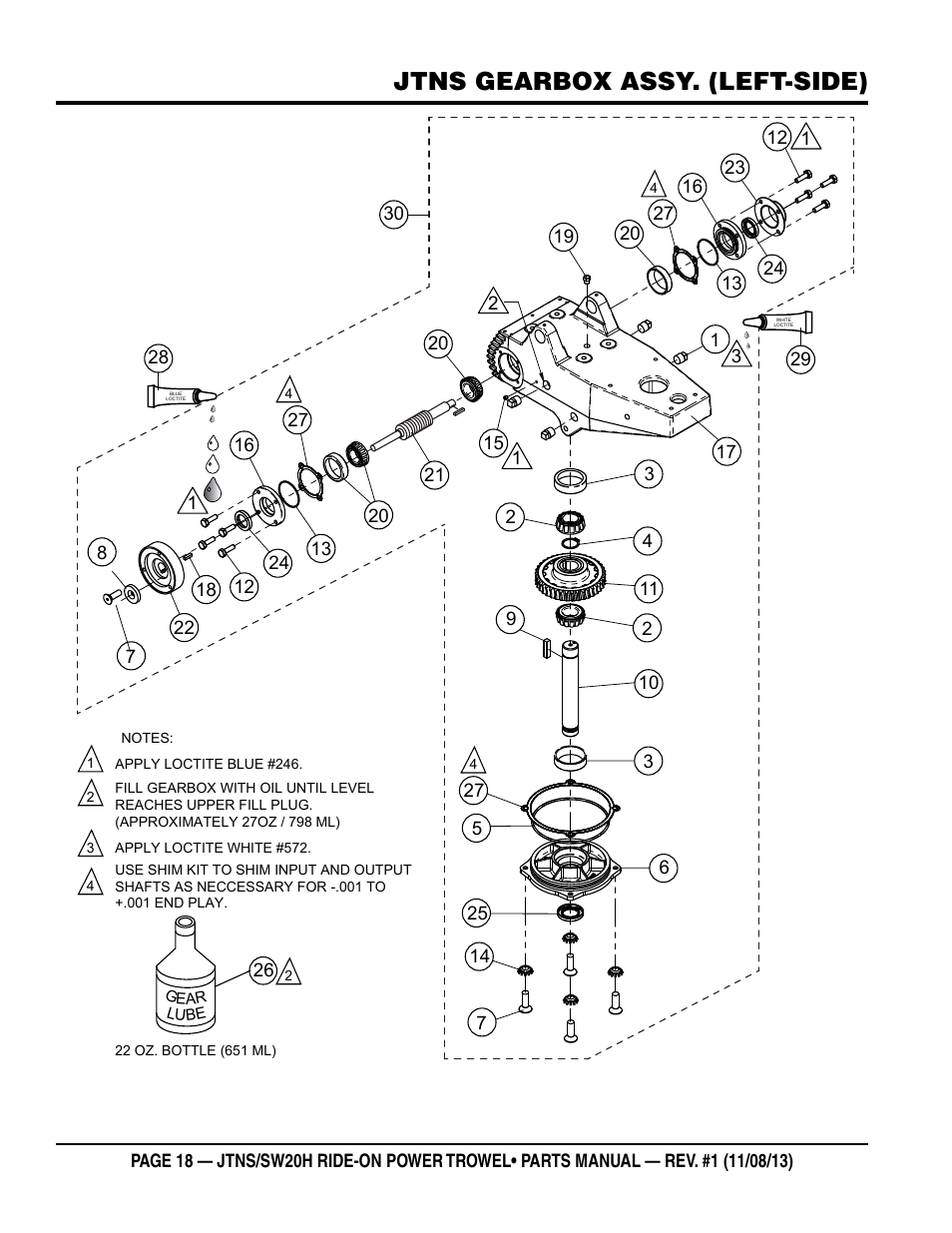 Jtns gearbox assy. (left-side) | Multiquip JTNSW20HTCS User Manual | Page 18 / 62