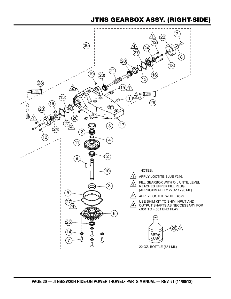 Jtns gearbox assy. (right-side) | Multiquip JTNSW20HTCS User Manual | Page 20 / 62