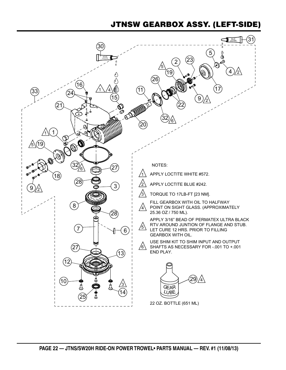 Jtnsw gearbox assy. (left-side) | Multiquip JTNSW20HTCS User Manual | Page 22 / 62
