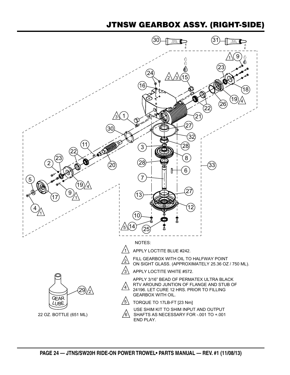 Jtnsw gearbox assy. (right-side) | Multiquip JTNSW20HTCS User Manual | Page 24 / 62