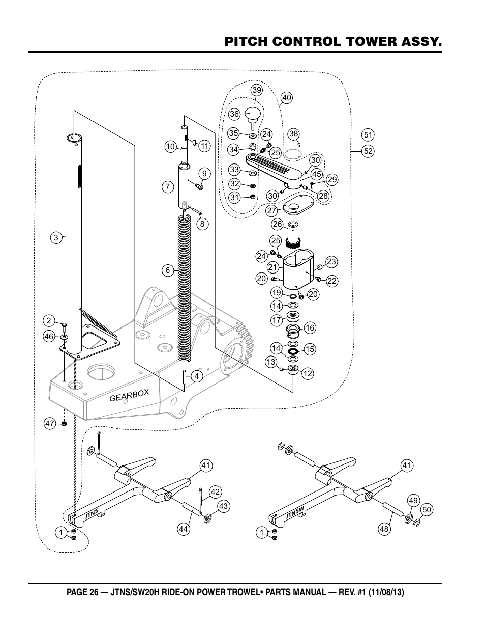 Pitch control tower assy | Multiquip JTNSW20HTCS User Manual | Page 26 / 62